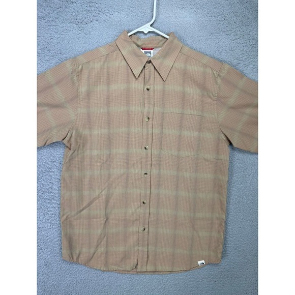 The North Face Shirt Adult Medium Tan Tartan Plaid Button‎ Up Long Sleeve Mens - Picture 1 of 10
